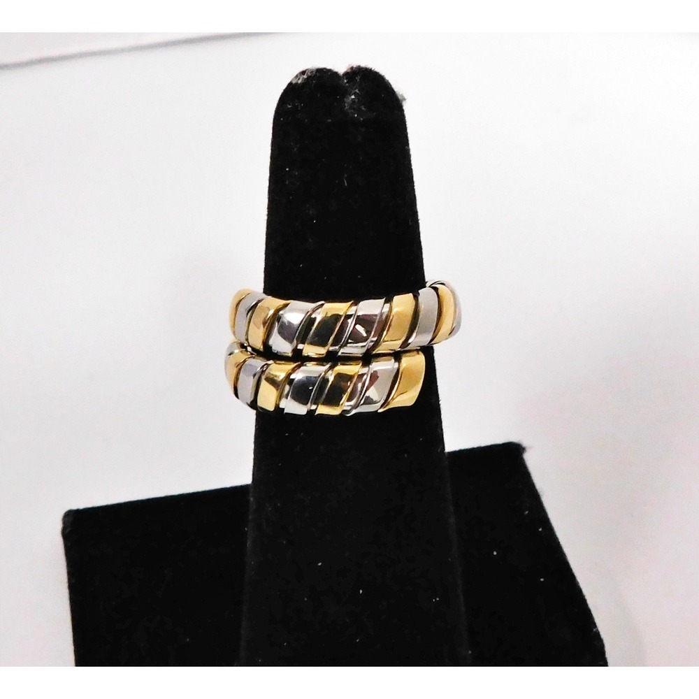 BVLGARI  Tubogas Ring K18 Yellow Gold Stainless Steel Ladies sz 5 5.9g